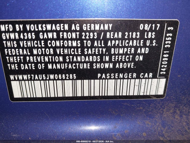 Продаж на аукціоні авто 2018 Volkswagen Golf R 2.0t W/dcc   Navigation, vin: WVWWF7AU5JW066285, номер лоту: 45988219