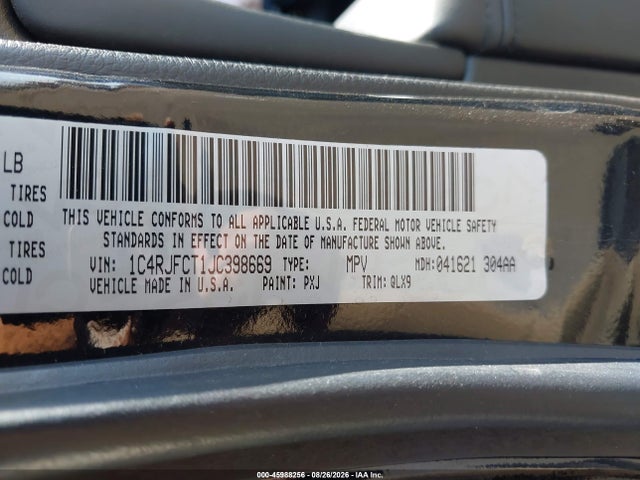 Продаж на аукціоні авто 2018 Jeep Grand Cherokee High Altitude 4x4, vin: 1C4RJFCT1JC398669, номер лоту: 45988256