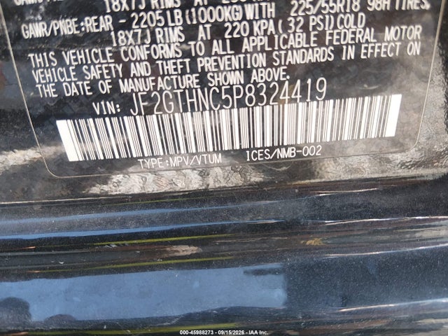 2023 Subaru Crosstrek Limited მანქანა იყიდება აუქციონზე, vin: JF2GTHNC5P8324419, აუქციონის ნომერი: 45988273