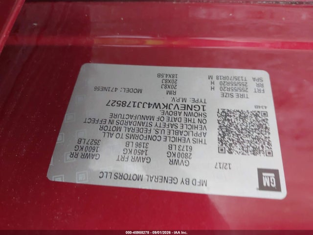 Продажа на аукционе авто 2018 Chevrolet Traverse Premier, vin: 1GNEVJKW4JJ178527, номер лота: 45988278
