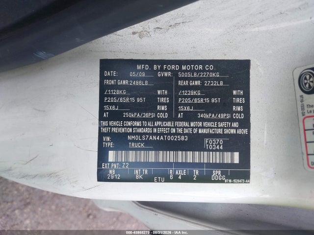 45988279 :رقم المزاد ، NM0LS7AN4AT002583 vin ، 2010 Ford Transit Connect Xl مزاد بيع