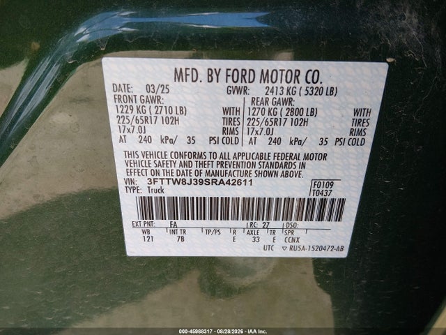 Ford Maverick Xlt 2025 3FTTW8J39SRA42611 Image 9