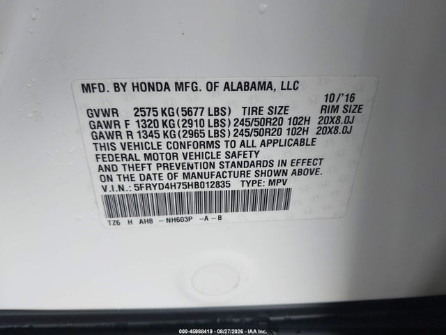 Aukcja sprzedaży 2017 Acura Mdx Technology   Entertainment Pkgs, vin: 5FRYD4H75HB012835, numer aukcji: 45988419