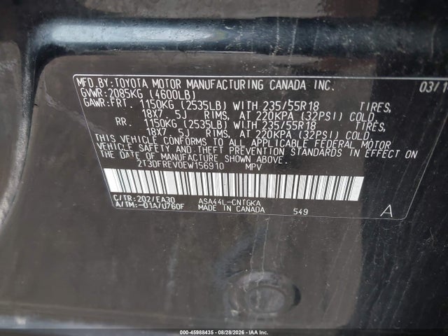 2T3DFREV0EW156910 Toyota Rav4 Limited