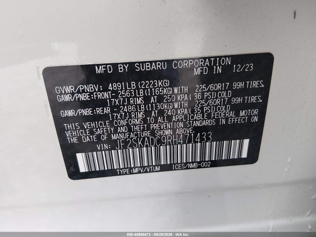 JF2SKADC9RH471433 Subaru Forester Premium
