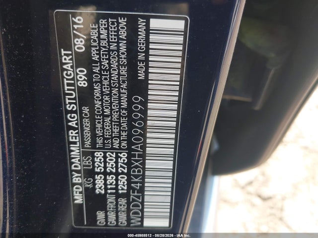 2017 Mercedes-benz E 300 4matic მანქანა იყიდება აუქციონზე, vin: WDDZF4KBXHA096999, აუქციონის ნომერი: 45988512