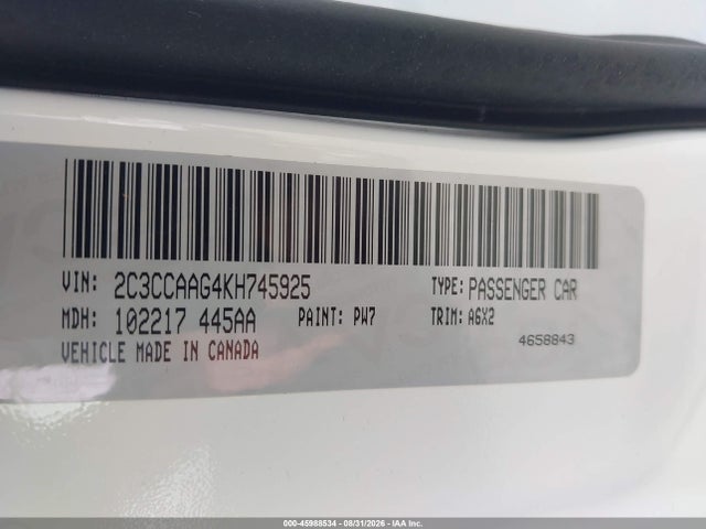 Aukcja sprzedaży 2019 Chrysler 300 Touring, vin: 2C3CCAAG4KH745925, numer aukcji: 45988534