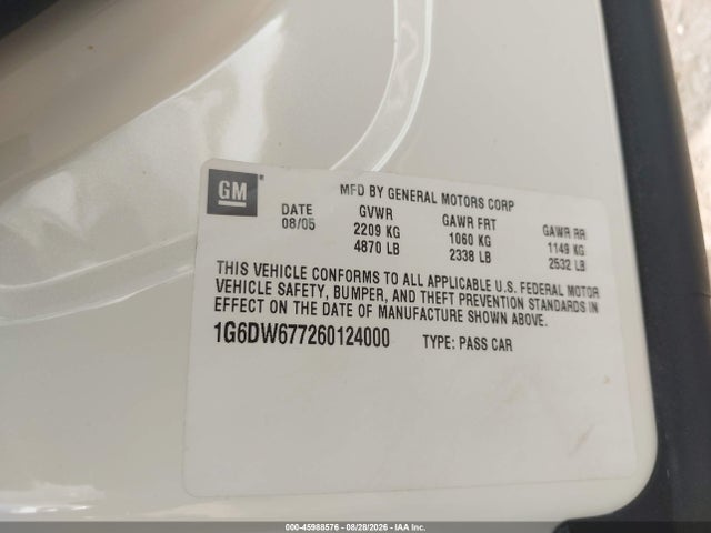 Продаж на аукціоні авто 2006 Cadillac Sts V6, vin: 1G6DW677260124000, номер лоту: 45988576