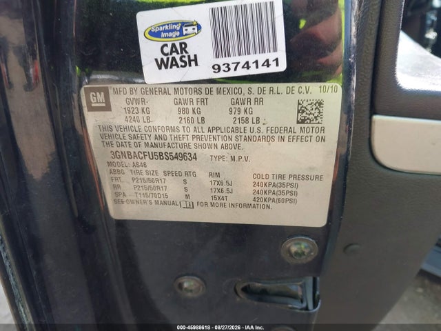 Продажа на аукционе авто 2011 Chevrolet Hhr Lt W/2lt, vin: 3GNBACFU5BS549634, номер лота: 45988618