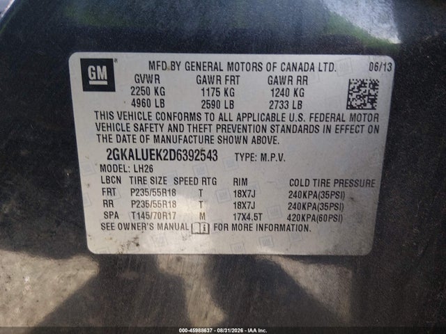 Продаж на аукціоні авто 2013 Gmc Terrain Slt-1, vin: 2GKALUEK2D6392543, номер лоту: 45988637