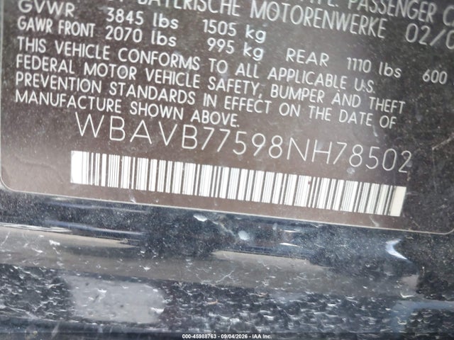 Продаж на аукціоні авто 2008 Bmw 335i, vin: WBAVB77598NH78502, номер лоту: 45988763