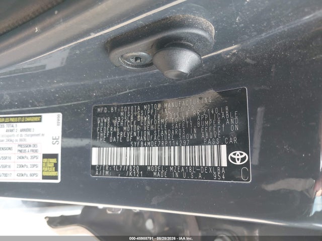 Продаж на аукціоні авто 2024 Toyota Corolla Le, vin: 5YFB4MDE7RP114297, номер лоту: 45988791