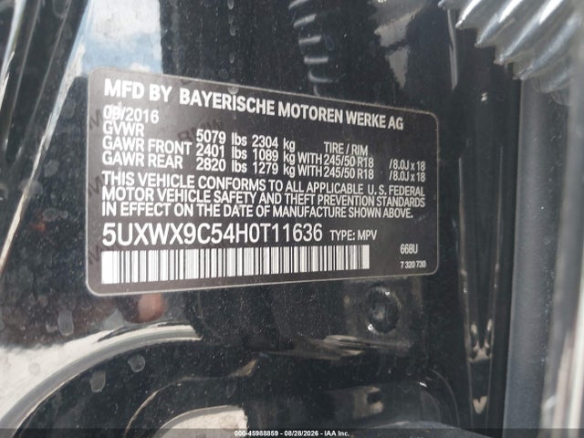 Продажа на аукционе авто 2017 Bmw X3 Xdrive28i, vin: 5UXWX9C54H0T11636, номер лота: 45988859