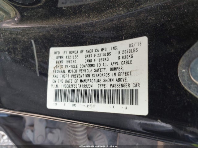 Продажа на аукционе авто 2015 Honda Accord Sport, vin: 1HGCR2F50FA199234, номер лота: 45988866