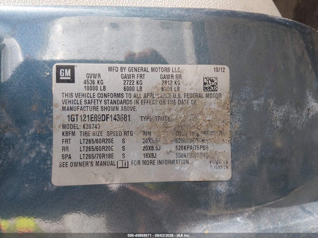 Продажа на аукционе авто 2013 Gmc Sierra 2500hd Slt, vin: 1GT121E89DF143681, номер лота: 45988871