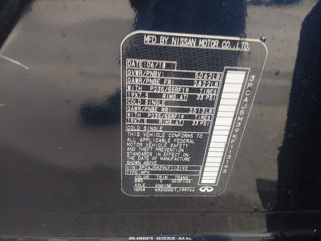 Продажа на аукционе авто 2019 Infiniti Qx50 Essential, vin: 3PCAJ5M39KF113193, номер лота: 45988876
