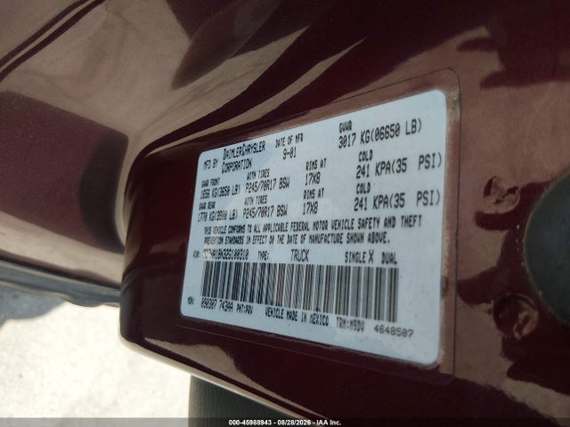 Aukcja sprzedaży 2002 Dodge Ram 1500 St, vin: 3B7HA18N32G100310, numer aukcji: 45988943