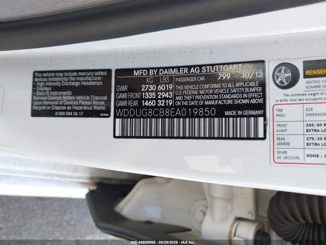 2014 Mercedes-benz S 550 მანქანა იყიდება აუქციონზე, vin: WDDUG8CB8EA019850, აუქციონის ნომერი: 45988958