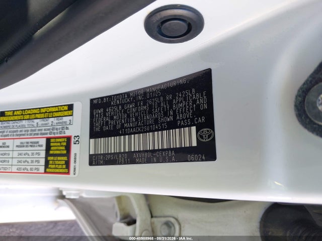 Auction sale of the 2025 Toyota Camry Xse, vin: 4T1DAACK2SU104515, lot number: 45988968