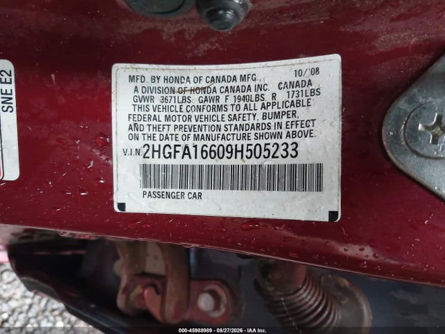Aukcja sprzedaży 2009 Honda Civic Lx-s, vin: 2HGFA16609H505233, numer aukcji: 45988989