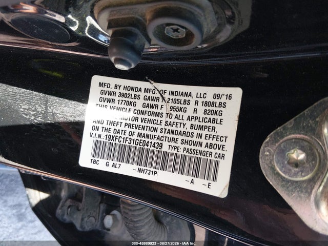 19XFC1F31GE041439 Honda Civic Ex-t