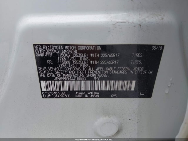 Продажа на аукционе авто 2018 Toyota Rav4 Le, vin: JTMZFREV4JJ188872, номер лота: 45989115