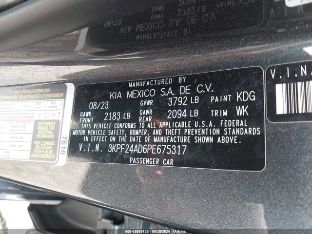 Aukcja sprzedaży 2023 Kia Forte Lxs, vin: 3KPF24AD6PE675317, numer aukcji: 45989128