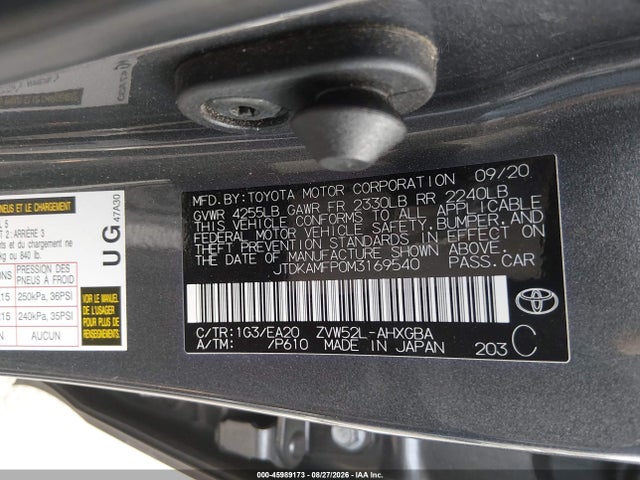 Aukcja sprzedaży 2021 Toyota Prius Prime Xle, vin: JTDKAMFP0M3169540, numer aukcji: 45989173