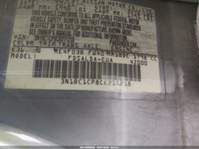 Продажа на аукционе авто 2012 Nissan Versa 1.8 S, vin: 3N1BC1CP8CK211218, номер лота: 45989209