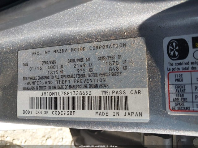 Продажа на аукционе авто 2016 Mazda Mazda3, vin: JM1BM1U78G1328653, номер лота: 45989270