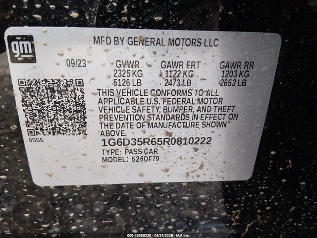45989330 :رقم المزاد ، 1G6D35R65R0810222 vin ، 2024 Cadillac Ct5-v V-series Blackwing مزاد بيع