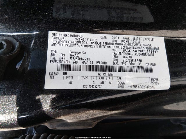 1FADP3F26EL313587 Ford FOCUS SE