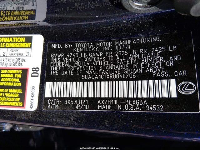 Lexus ES 300H 2024 58ADA1C1XRU048706 Image 9