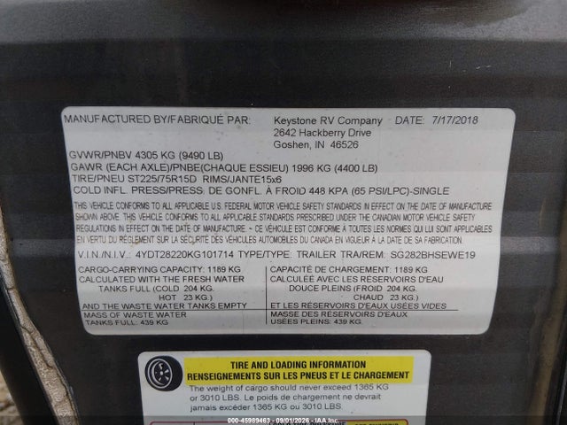 Keystone Springdale Ssr Serie 2019 4YDT28220KG101714 Image 9
