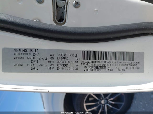 2018 Dodge Journey Se მანქანა იყიდება აუქციონზე, vin: 3C4PDCAB6JT209266, აუქციონის ნომერი: 45989530