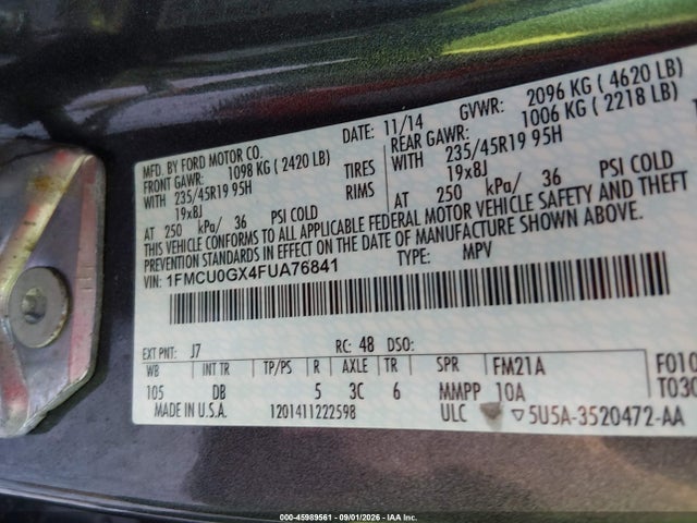 Ford ESCAPE SE 2015 1FMCU0GX4FUA76841 Image 9