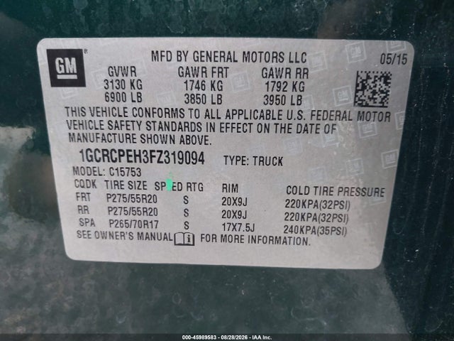 Продаж на аукціоні авто 2015 Chevrolet Silverado 1500 Ls, vin: 1GCRCPEH3FZ319094, номер лоту: 45989583