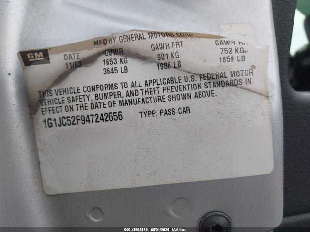 2004 Chevrolet Cavalier მანქანა იყიდება აუქციონზე, vin: 1G1JC52F947242656, აუქციონის ნომერი: 45989589