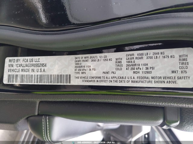 45989591 :رقم المزاد ، 1C4RJJAG0R8952954 vin ، 2024 Jeep Grand Cherokee L Laredo 4x2 مزاد بيع