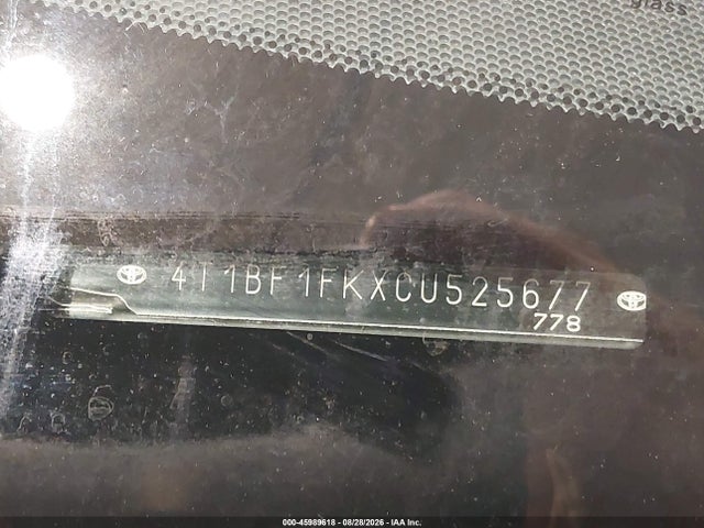45989618 :رقم المزاد ، 4T1BF1FKXCU525677 vin ، 2012 Toyota Camry Le مزاد بيع