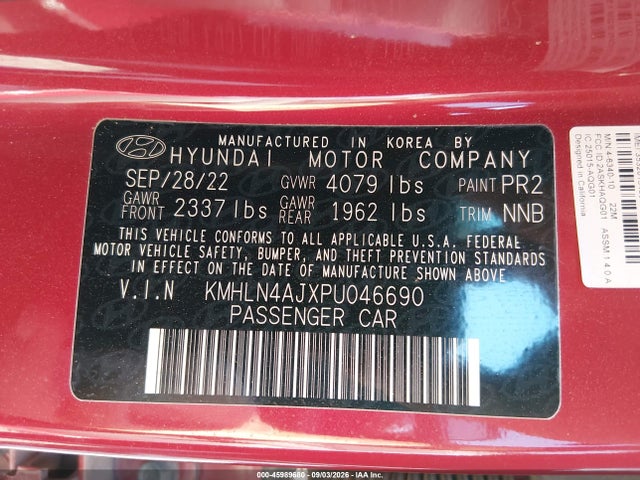 Aukcja sprzedaży 2023 Hyundai Elantra Hybrid Limited, vin: KMHLN4AJXPU046690, numer aukcji: 45989680