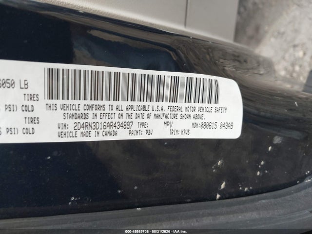 2010 Dodge Grand Caravan Hero მანქანა იყიდება აუქციონზე, vin: 2D4RN3D16AR434897, აუქციონის ნომერი: 45989706