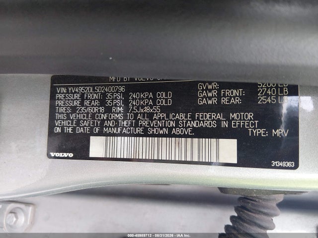 Продажа на аукционе авто 2013 Volvo Xc60 3.2 Premier, vin: YV4952DL5D2400796, номер лота: 45989712