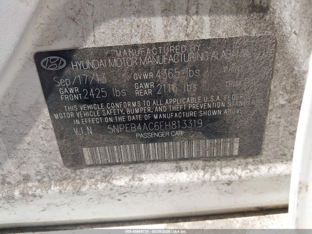 Aukcja sprzedaży 2014 Hyundai Sonata Gls, vin: 5NPEB4AC6EH813319, numer aukcji: 45989735