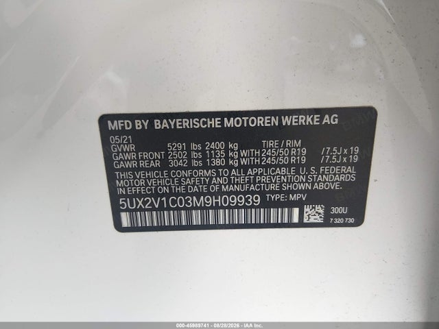 Auction sale of the 2021 Bmw X4 Xdrive30i, vin: 5UX2V1C03M9H09939, lot number: 45989741