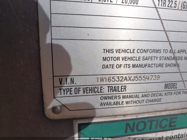 Auction sale of the 2018 Wilson Trailer Co Unknown, vin: 1W16532AXJ5554739, lot number: 45989860