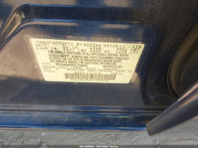 Продажа на аукционе авто 2012 Nissan Sentra 2.0 S, vin: 3N1AB6AP0CL752692, номер лота: 45989893