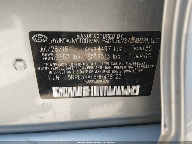 Hyundai Sonata Sport 2017 5NPE34AF6HH478123 Image 9