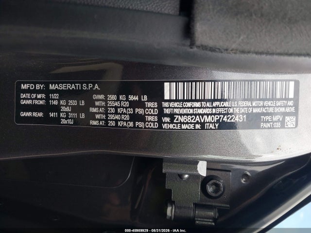 Продаж на аукціоні авто 2023 Maserati Grecale Modena, vin: ZN682AVM0P7422431, номер лоту: 45989929