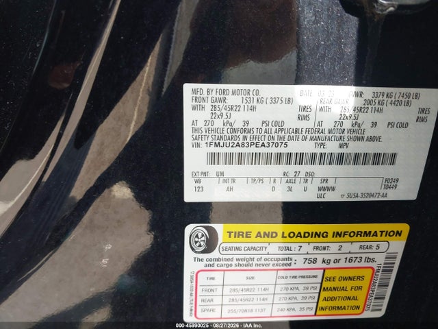 Aukcja sprzedaży 2023 Ford Expedition Limited, vin: 1FMJU2A83PEA37075, numer aukcji: 45990025